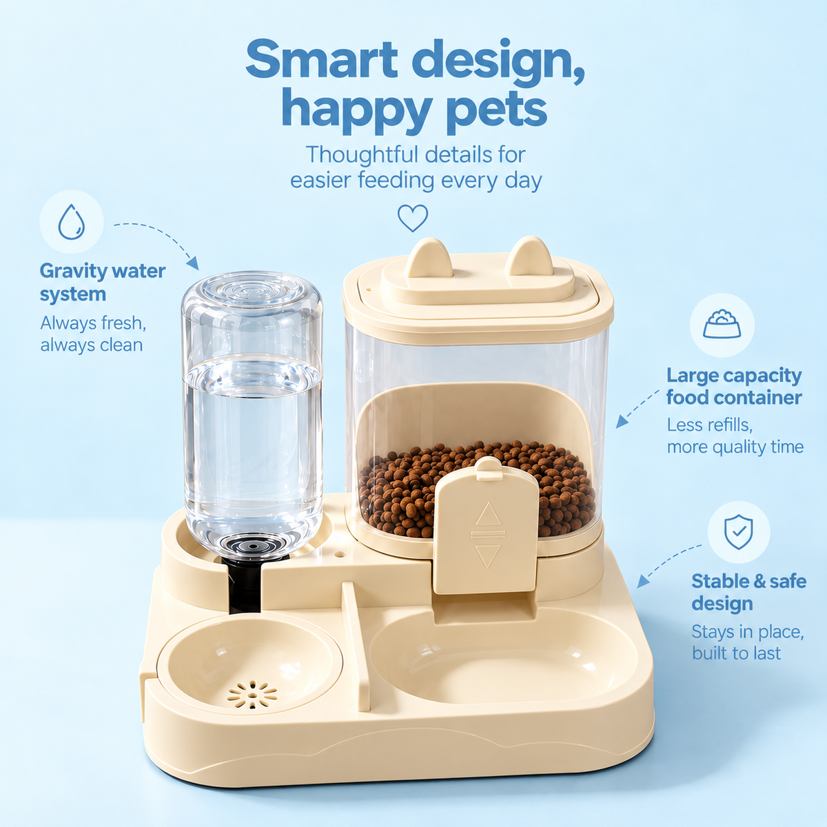 Pet Feeder and Water Dispenser | 2-in-1 Feeding Station
