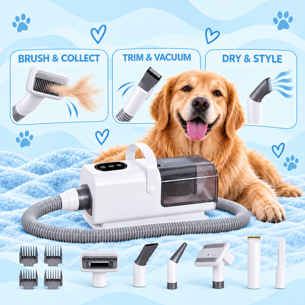 Pet Grooming Vacuum | Groom, Trim & Dry at Home