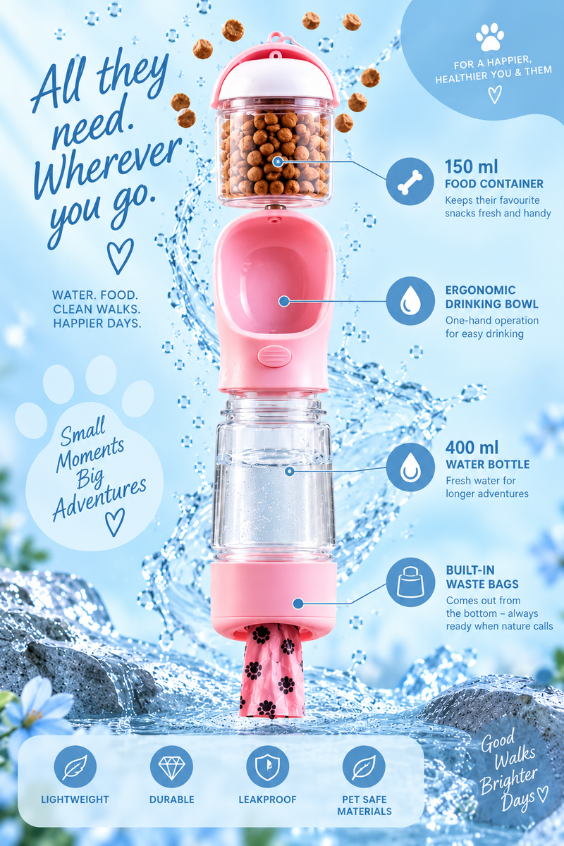 3-in-1 Portable Dog Bottle