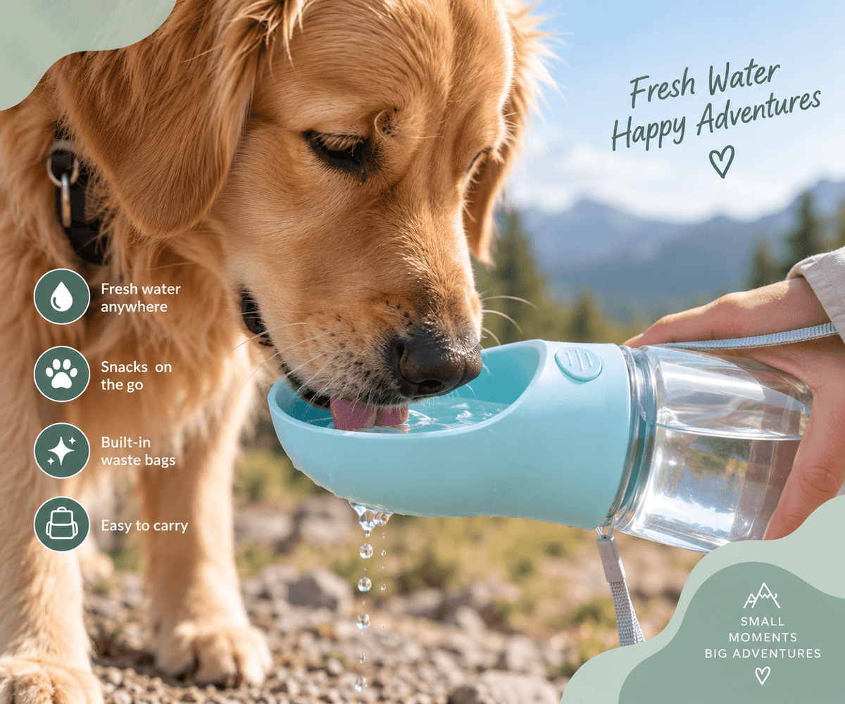 Portable dog water bottle for walks travel and outdoor adventures