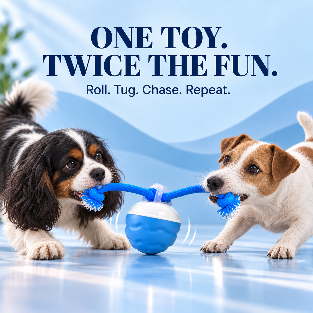 Interactive dog toy being shared during playtime with dogs