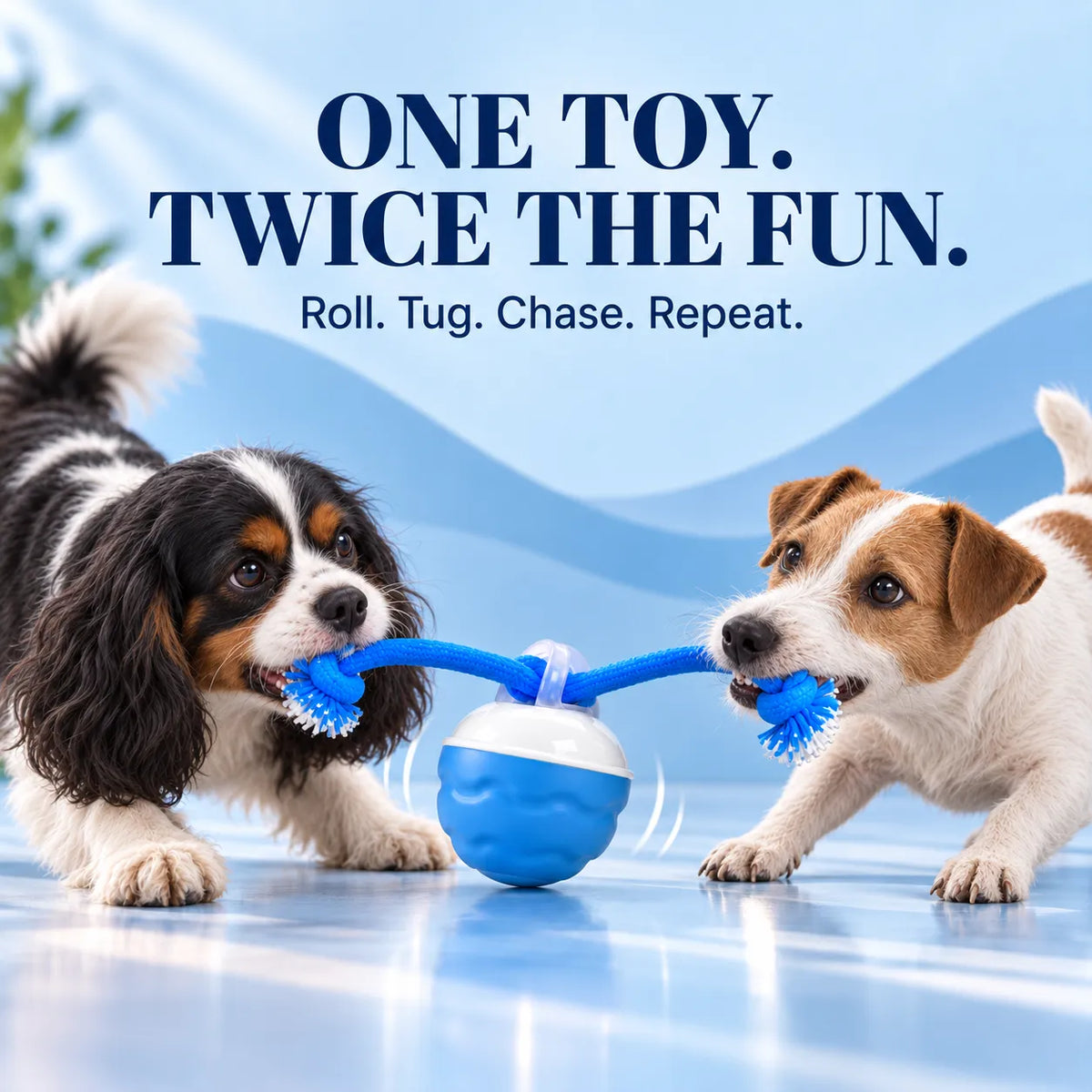 Interactive dog toy being shared during playtime with dogs