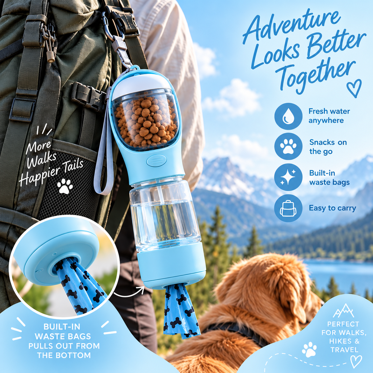 3-in-1 Portable Dog Bottle