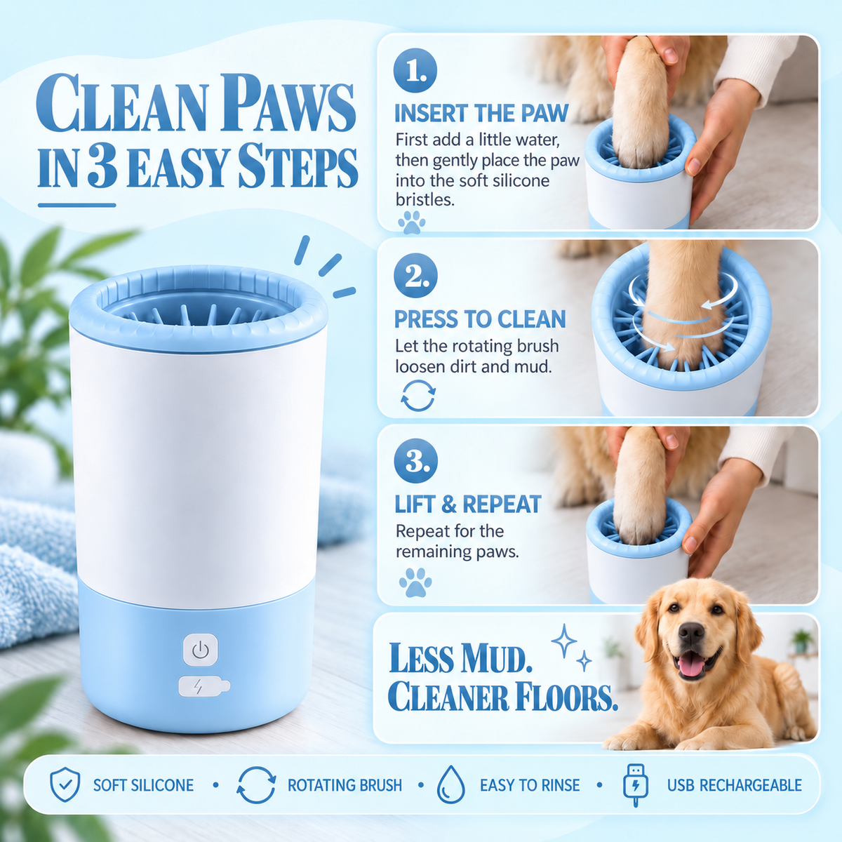 Dog Paw Cleaner | Automatic Electric Paw Washer